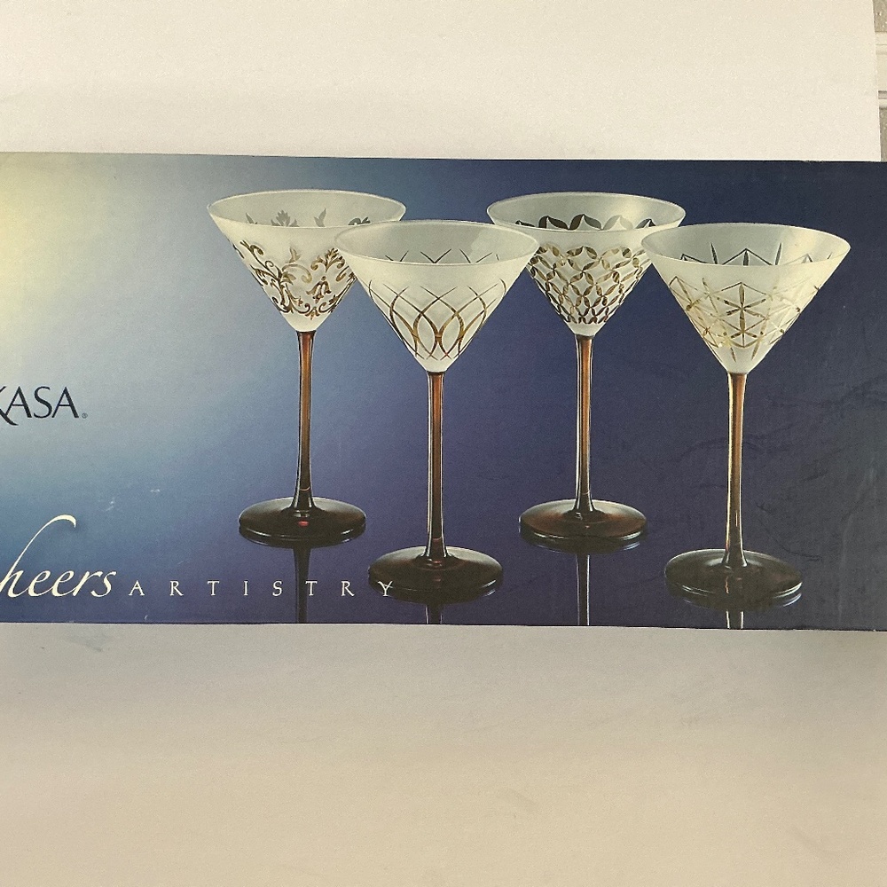 Mikasa Cheers Artistry Amber Frosted Martini Glasses